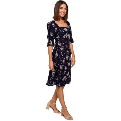 STYLOVE Dámske šaty S223 - Stylovo L-40 tmavě modrá - vzor STYLOVE Dámske šaty S223 - Stylovo L-40 tmavě modrá - vzor