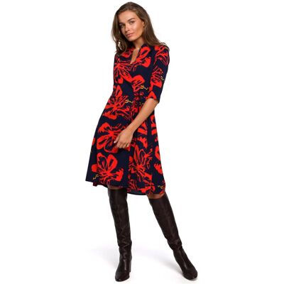 STYLOVE Dámske šaty S247 - Stylovo L-40 tmavě modrá-červená STYLOVE Dámske šaty S247 - Stylovo L-40 tmavě modrá-červená