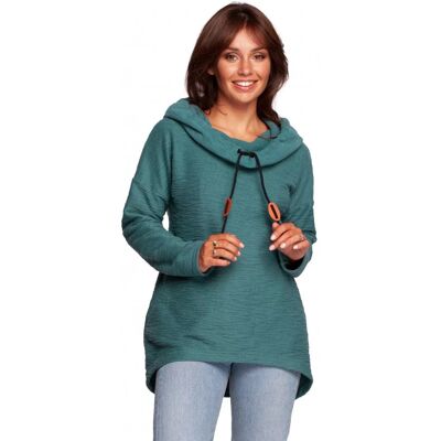 BeWear Dámsky sveter s kapucňou B249 - BE XL tyrkys BeWear Dámsky sveter s kapucňou B249 - BE XL tyrkys
