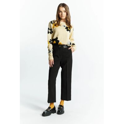 Dámske elegantné nohavice s logom značky / Čierna - Monnari 44/2XL černá Dámske elegantné nohavice s logom značky / Čierna - Monnari 44/2XL černá