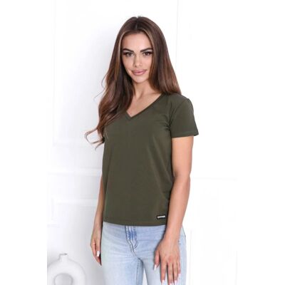 OFF PINK Dámska blúzka s krátkym rukávom khaki 44 OFF PINK Dámska blúzka s krátkym rukávom khaki 44