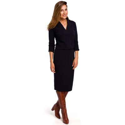 STYLOVE S194 Pletené šaty s výstrihom do V - tmavo modré EU XXL STYLOVE S194 Pletené šaty s výstrihom do V - tmavo modré EU XXL