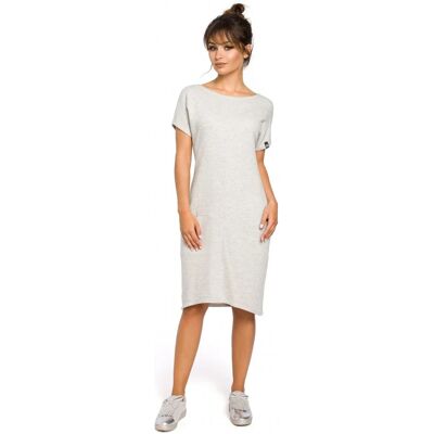 BeWear B050 Midi šaty s vreckami vo šve - svetlosivé EU L BeWear B050 Midi šaty s vreckami vo šve - svetlosivé EU L