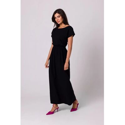 BeWear B264 Maxi šaty s elastickým pásom - čierne EU L BeWear B264 Maxi šaty s elastickým pásom - čierne EU L