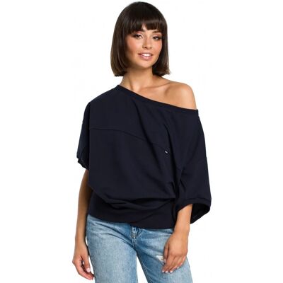 BeWear B079 Blúzka nadmernej veľkosti so zavinovacími detailmi - tmavo modrá EU S/M BeWear B079 Blúzka nadmernej veľkosti so zavinovacími detailmi - tmavo modrá EU S/M