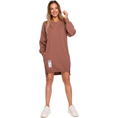 Moe M676 Svetrová tunika so zipsami - čokoládová EU XL Moe M676 Svetrová tunika so zipsami - čokoládová EU XL