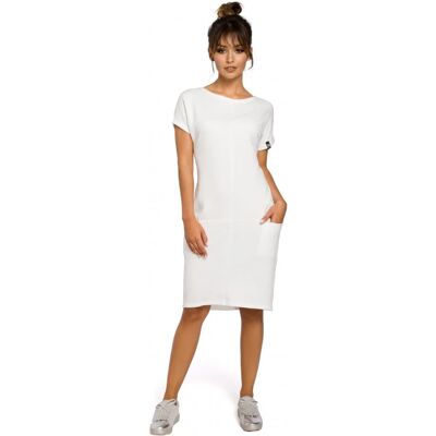 BeWear B050 Midi šaty s vreckami vo švíkoch - ecru farba EU XL BeWear B050 Midi šaty s vreckami vo švíkoch - ecru farba EU XL