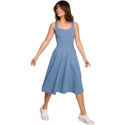BeWear B218 Priliehavé šaty bez rukávov - modré EU S BeWear B218 Priliehavé šaty bez rukávov - modré EU S