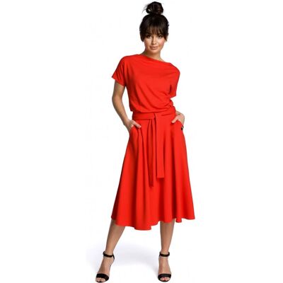 BeWear B067 Rozšírené šaty - červené EU S BeWear B067 Rozšírené šaty - červené EU S