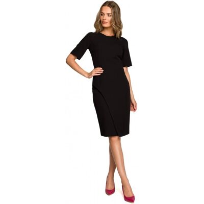 STYLOVE S317 Puzdrové šaty s dvojitým predným dielom - čierne EU XL STYLOVE S317 Puzdrové šaty s dvojitým predným dielom - čierne EU XL