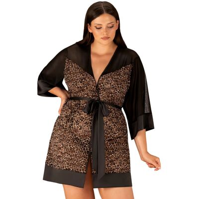 Dokonalý župan Allunes peignoir 2XL/3XL - Obsessive 2XL/3XL černá Dokonalý župan Allunes peignoir 2XL/3XL - Obsessive 2XL/3XL černá