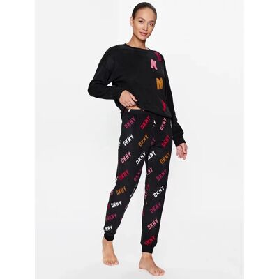 Dámske pyžamo YI2822686F čierne so vzorom - DKNY XS Dámske pyžamo YI2822686F čierne so vzorom - DKNY XS