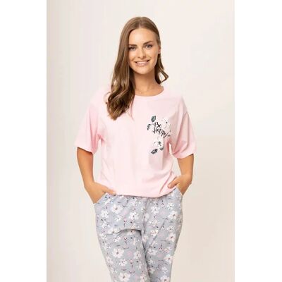 Dámske pyžamo 160/074 ružovo šedá - Karol 4XL Dámske pyžamo 160/074 ružovo šedá - Karol 4XL