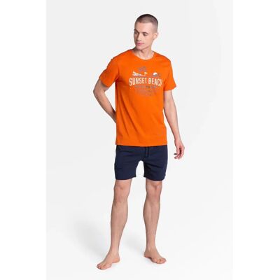 Ľad pyžamo 38867-22X Oranžová a tmavo modrá - Henderson M Ľad pyžamo 38867-22X Oranžová a tmavo modrá - Henderson M