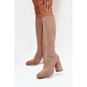 Dámske čižmy na podpätku NN634 Beige - GIVANA 40 béžová Dámske čižmy na podpätku NN634 Beige - GIVANA 40 béžová