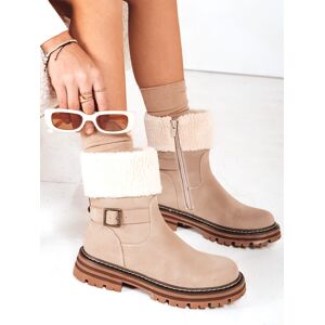 Dámske zateplené čižmy béžové FashionStreet ZY1228 39 Dámske zateplené čižmy béžové FashionStreet ZY1228 39