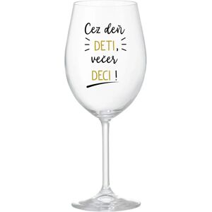 Giftela DENNÉ DETI, VEČERNÉ DECI! - priehľadný pohár na víno 350 ml Giftela DENNÉ DETI, VEČERNÉ DECI! - priehľadný pohár na víno 350 ml
