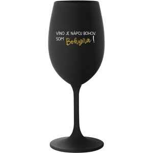 Giftela VÍNO JE BOŽSKÝ NÁPOJ. JA SOM BOŽSTVO! - čierny pohár na víno 350 ml Giftela VÍNO JE BOŽSKÝ NÁPOJ. JA SOM BOŽSTVO! - čierny pohár na víno 350 ml
