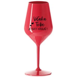 Giftela ĎAKUJEME, ŽE SVET JE KRÁSNY! - červený nerozbitný pohár na víno 470 ml Giftela ĎAKUJEME, ŽE SVET JE KRÁSNY! - červený nerozbitný pohár na víno 470 ml