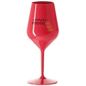 Giftela MY PSYCHOLOGLOGLOGLO - červený nerozbitný pohár na víno 470 ml Giftela MY PSYCHOLOGLOGLOGLO - červený nerozbitný pohár na víno 470 ml