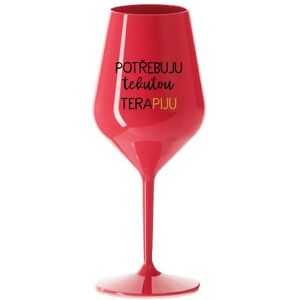 Giftela I NEED LIQUID THERAPY - červený nerozbitný pohár na víno 470 ml Giftela I NEED LIQUID THERAPY - červený nerozbitný pohár na víno 470 ml