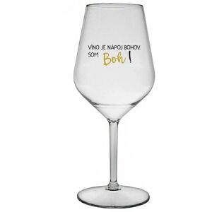 Giftela VÍNO JE BOŽÍ NÁPOJ. JA SOM BOH! - priehľadný nerozbitný pohár na víno 470 ml Giftela VÍNO JE BOŽÍ NÁPOJ. JA SOM BOH! - priehľadný nerozbitný pohár na víno 470 ml