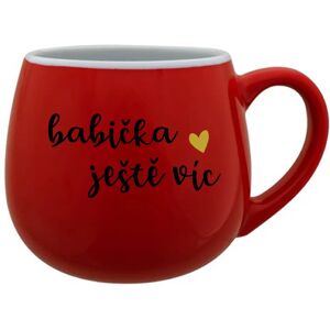 Giftela BABIČKA JEŠTĚ VÍC - červený keramický hrnček 300 ml Giftela BABIČKA JEŠTĚ VÍC - červený keramický hrnček 300 ml