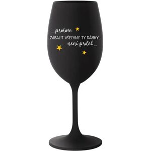 Giftela BECAUSE Balenie darčekov nie je správna cesta - čierny pohár na víno 350 ml Giftela BECAUSE Balenie darčekov nie je správna cesta - čierny pohár na víno 350 ml