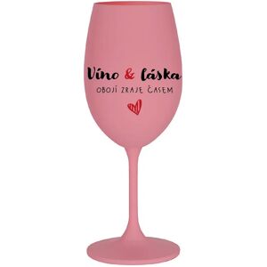 Giftela VÍNO A LÁSKA: OBOJA CHÝBA V ČASE - ružový pohár na víno 350 ml Giftela VÍNO A LÁSKA: OBOJA CHÝBA V ČASE - ružový pohár na víno 350 ml