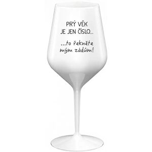 Giftela PRVÝ VEK JE IBA ČÍSLO - biely nerozbitný pohár na víno 470 ml Giftela PRVÝ VEK JE IBA ČÍSLO - biely nerozbitný pohár na víno 470 ml