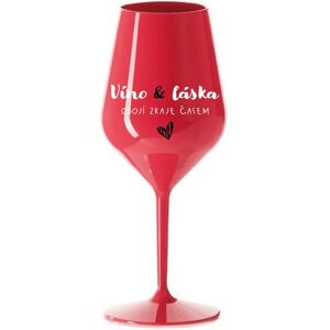 Giftela VÍNO A LÁSKA: OBOJA CHÝBA V ČASE - červený nerozbitný pohár na víno 470 ml Giftela VÍNO A LÁSKA: OBOJA CHÝBA V ČASE - červený nerozbitný pohár na víno 470 ml