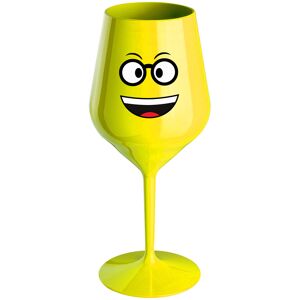 Giftela SMAJLÍK S BRÝLEMI - žltý nerozbitný pohár na víno 470 ml Giftela SMAJLÍK S BRÝLEMI - žltý nerozbitný pohár na víno 470 ml