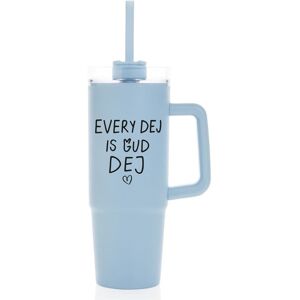 Giftela EVERY DEJ IS GUD DEJ - svetlomodrý cestovný hrnček s priehľadným viečkom 900 ml Giftela EVERY DEJ IS GUD DEJ - svetlomodrý cestovný hrnček s priehľadným viečkom 900 ml