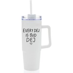 Giftela EVERY DEJ IS GUD DEJ - biely cestovný hrnček s priehľadným viečkom 900 ml Giftela EVERY DEJ IS GUD DEJ - biely cestovný hrnček s priehľadným viečkom 900 ml