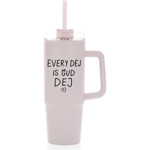 Giftela EVERY DEJ IS GUD DEJ - ružový cestovný hrnček s priehľadným viečkom 900 ml Giftela EVERY DEJ IS GUD DEJ - ružový cestovný hrnček s priehľadným viečkom 900 ml