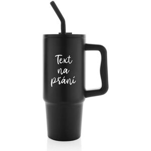 Giftela TEXT NA ŽIADOSŤ - čierny cestovný termohrnček 900 ml Giftela TEXT NA ŽIADOSŤ - čierny cestovný termohrnček 900 ml