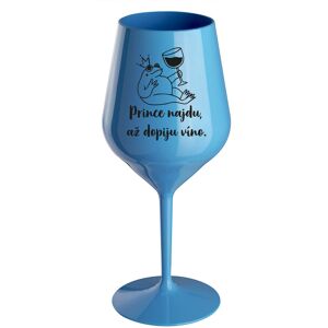 Giftela PRINCEZNU NAJDEM, KEĎ VÍNO VYPIJEM - modrý nerozbitný pohár na víno 470 ml Giftela PRINCEZNU NAJDEM, KEĎ VÍNO VYPIJEM - modrý nerozbitný pohár na víno 470 ml