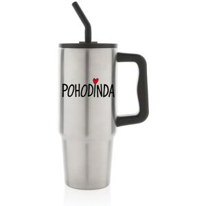 Giftela POHODINDA - strieborná cestovná termoska s farebným viečkom 900 ml Giftela POHODINDA - strieborná cestovná termoska s farebným viečkom 900 ml
