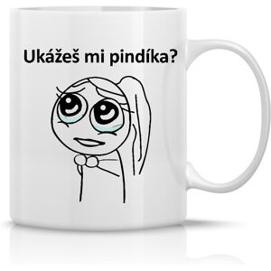 Giftela Ukážeš mi PINDICK? - klasický biely keramický hrnček 300 ml Giftela Ukážeš mi PINDICK? - klasický biely keramický hrnček 300 ml