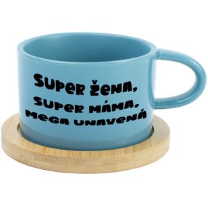Giftela SUPER ŽENA, SUPER MAMA, MEGA UTRPENÁ - modrý hrnček s makrónkou 200 ml Giftela SUPER ŽENA, SUPER MAMA, MEGA UTRPENÁ - modrý hrnček s makrónkou 200 ml