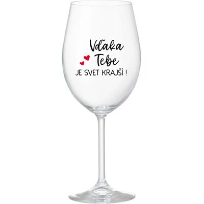 Giftela ĎAKUJEME, ŽE SVET JE KRÁSNY! - priehľadný pohár na víno 350 ml Giftela ĎAKUJEME, ŽE SVET JE KRÁSNY! - priehľadný pohár na víno 350 ml