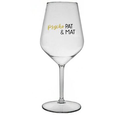 Giftela PSYCHO PAT&MAT; - priehľadný nerozbitný pohár na víno 470 ml Giftela PSYCHO PAT&MAT; - priehľadný nerozbitný pohár na víno 470 ml