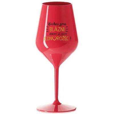 Giftela KAŽDÝ JE KRÁSNY... JA SOM JEDINÝ! - červený nerozbitný pohár na víno 470 ml Giftela KAŽDÝ JE KRÁSNY... JA SOM JEDINÝ! - červený nerozbitný pohár na víno 470 ml