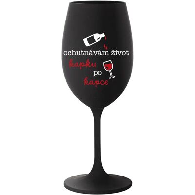 Giftela I TASTE LIFE CAP BY CAP - čierny pohár na víno 350 ml Giftela I TASTE LIFE CAP BY CAP - čierny pohár na víno 350 ml