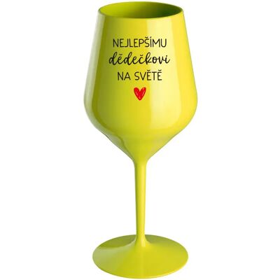 Giftela PRE NAJLEPŠIEHO DEDUKA NA SVETE - žltý nerozbitný pohár na víno 470 ml Giftela PRE NAJLEPŠIEHO DEDUKA NA SVETE - žltý nerozbitný pohár na víno 470 ml