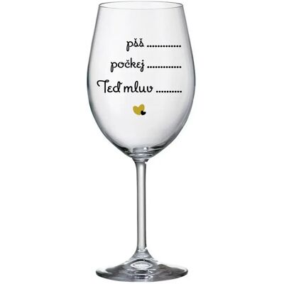 Giftela PŠŠ, WAIT, NOW MILK - číry pohár na víno 350 ml Giftela PŠŠ, WAIT, NOW MILK - číry pohár na víno 350 ml