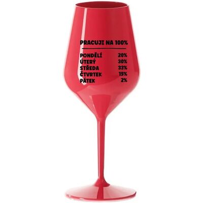 Giftela WORKING 100% - červený nerozbitný pohár na víno 470 ml Giftela WORKING 100% - červený nerozbitný pohár na víno 470 ml