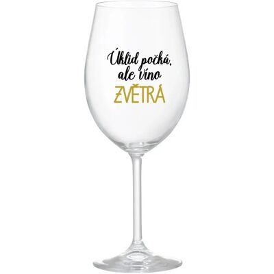 Giftela ČISTENIE ČAKÁ, ALE VÍNO VYPADÁ - číry pohár na víno 350 ml Giftela ČISTENIE ČAKÁ, ALE VÍNO VYPADÁ - číry pohár na víno 350 ml