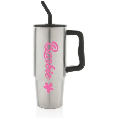 Giftela BARBIE - strieborný cestovný termohrnček 900 ml Giftela BARBIE - strieborný cestovný termohrnček 900 ml