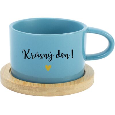 Giftela KRÁSNY DEŇ! - modrý hrnček s makrónkou 200 ml Giftela KRÁSNY DEŇ! - modrý hrnček s makrónkou 200 ml